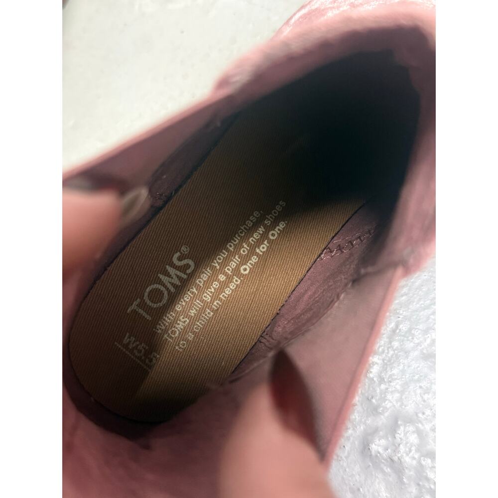 TOMS crushed velvet Ella chelsea pink mauve soft spring pull on booties boots - Picture 9 of 11